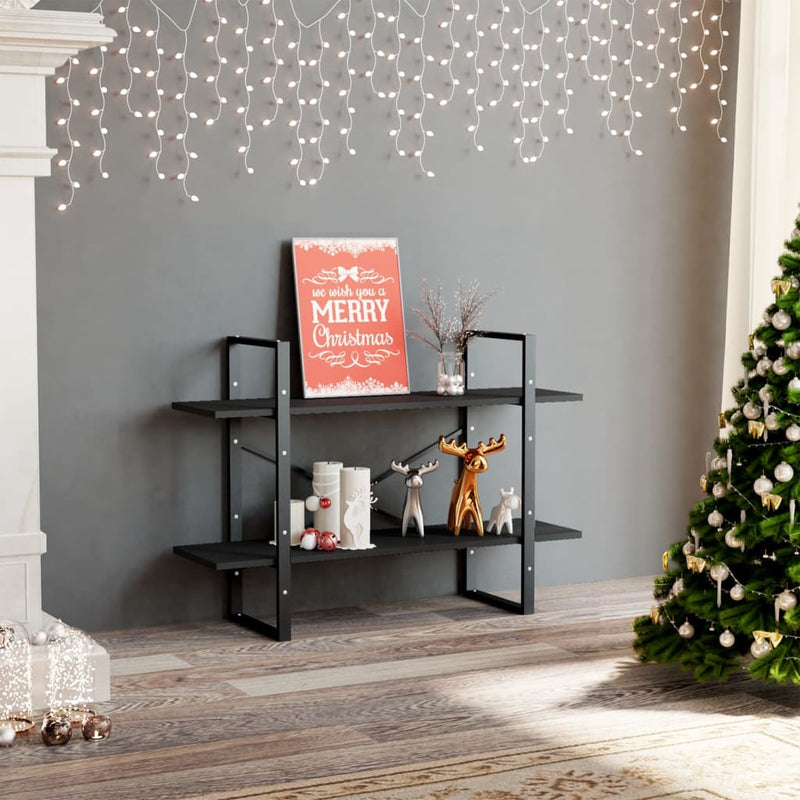 Boekenkast met 2 schappen 100x30x70 cm spaanplaat grijs MeubelReus