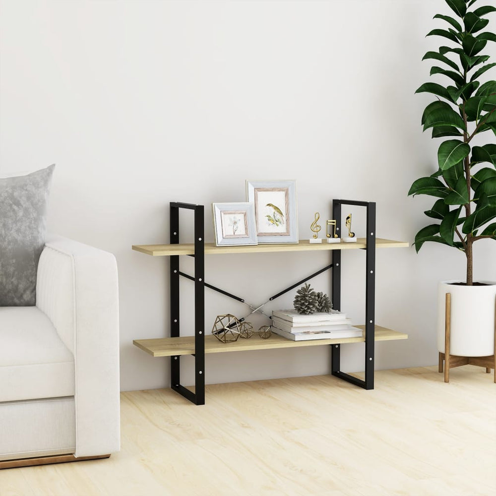 Boekenkast met 2 schappen 100x30x70 cm spaanplaat sonoma eiken MeubelReus
