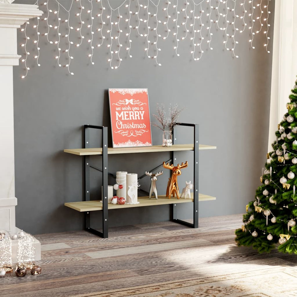 Boekenkast met 2 schappen 100x30x70 cm spaanplaat sonoma eiken MeubelReus