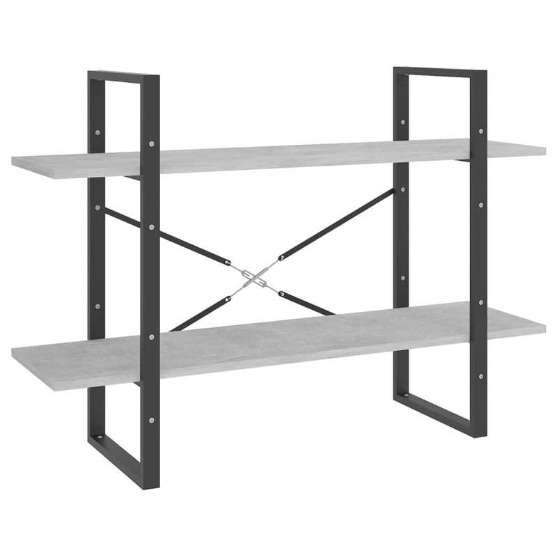 Boekenkast met 2 schappen 100x30x70 cm spaanplaat betongrijs MeubelReus