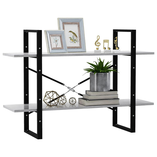 Boekenkast met 2 schappen 100x30x70 cm spaanplaat betongrijs MeubelReus