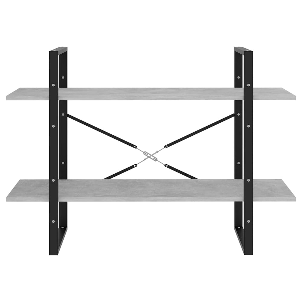 Boekenkast met 2 schappen 100x30x70 cm spaanplaat betongrijs MeubelReus