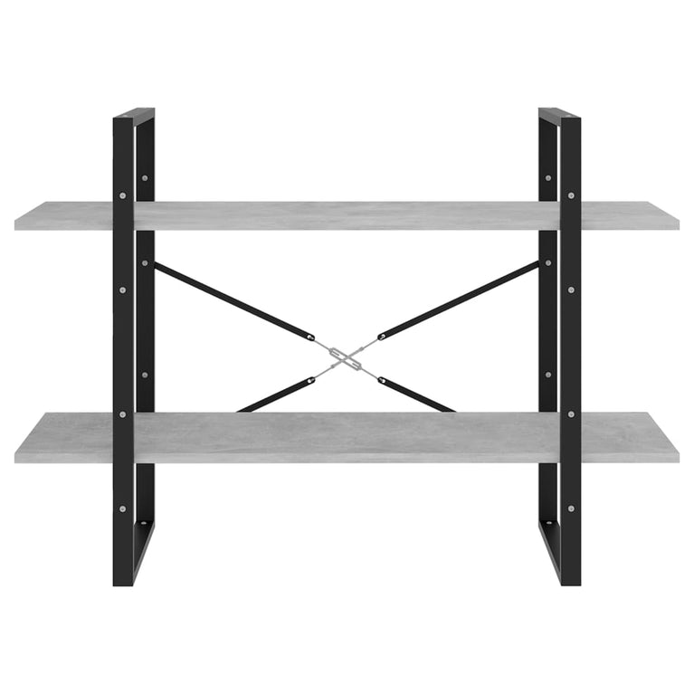 Boekenkast met 2 schappen 100x30x70 cm spaanplaat betongrijs MeubelReus