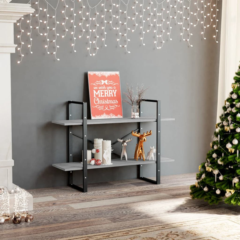 Boekenkast met 2 schappen 100x30x70 cm spaanplaat betongrijs MeubelReus