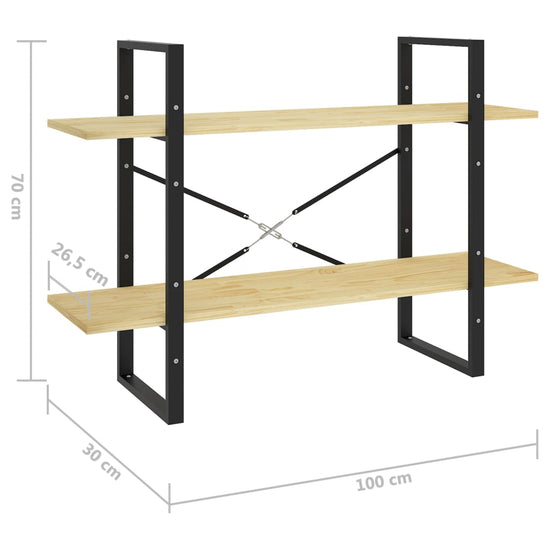 Boekenkast met 2 schappen 100x30x70 cm massief grenenhout MeubelReus