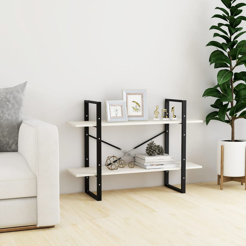 Boekenkast met 2 schappen 100x30x70 cm massief grenenhout wit MeubelReus