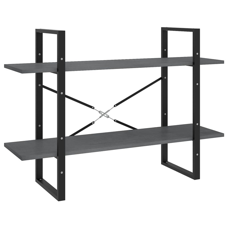 Boekenkast met 2 schappen 100x30x70 cm massief grenenhout grijs MeubelReus