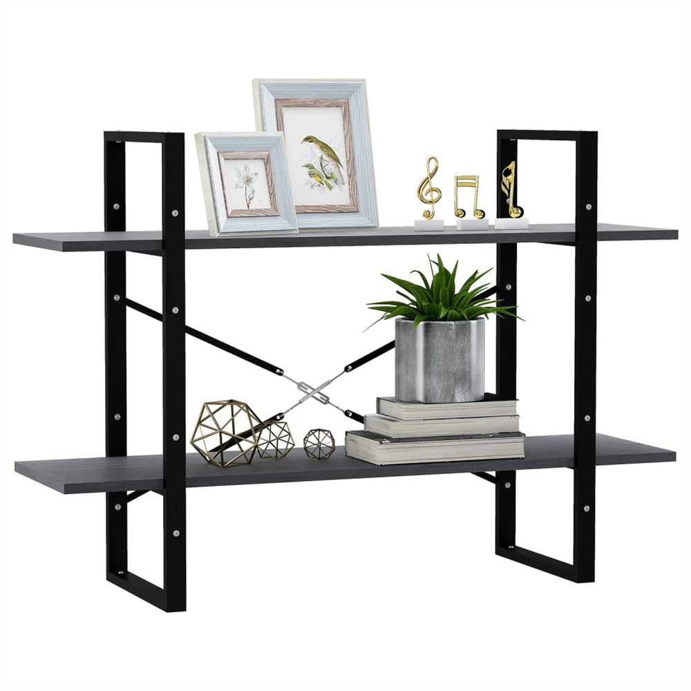 Boekenkast met 2 schappen 100x30x70 cm massief grenenhout grijs MeubelReus