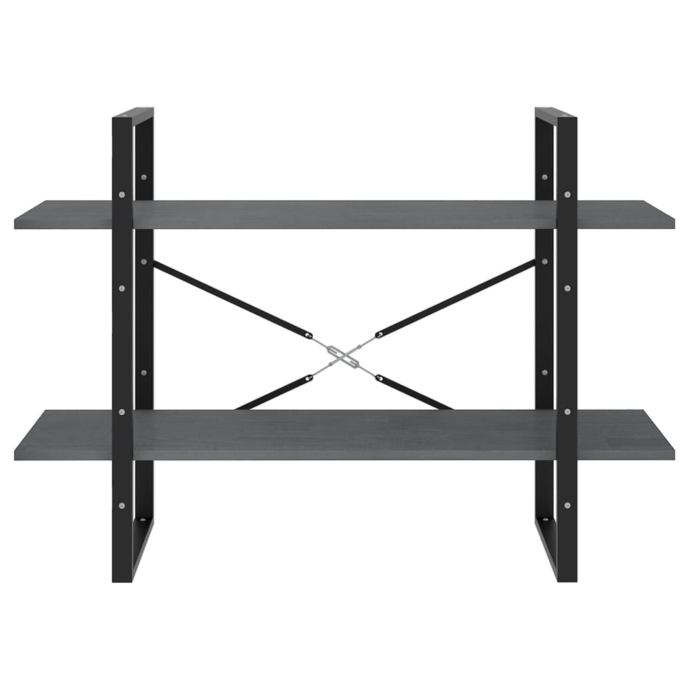 Boekenkast met 2 schappen 100x30x70 cm massief grenenhout grijs MeubelReus