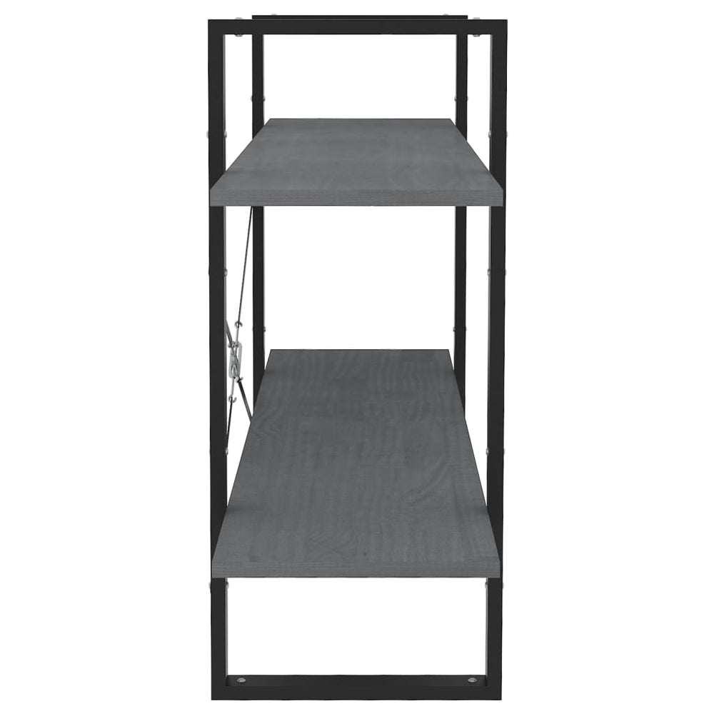 Boekenkast met 2 schappen 100x30x70 cm massief grenenhout grijs MeubelReus