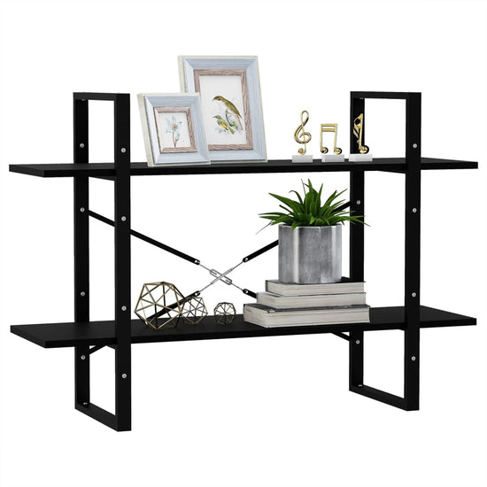 Boekenkast met 2 schappen 100x30x70 cm massief grenenhout zwart MeubelReus