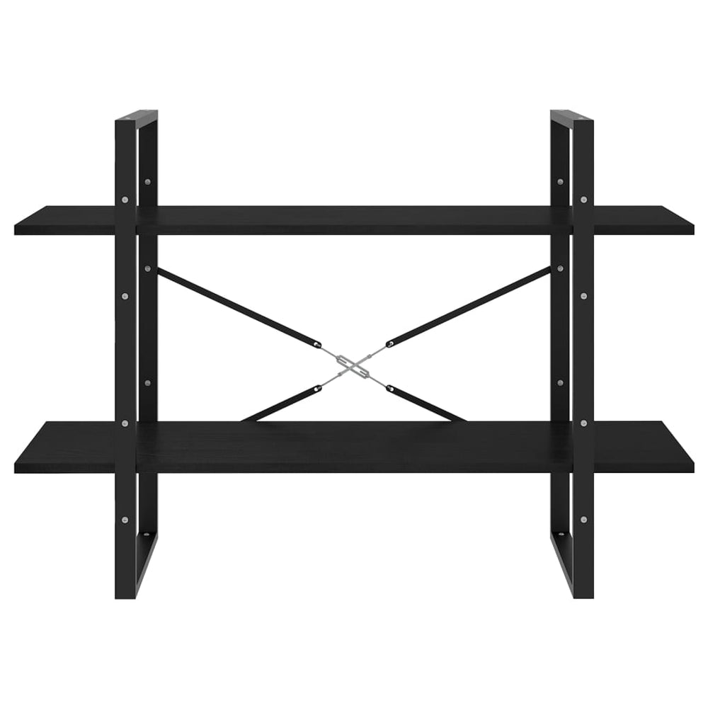 Boekenkast met 2 schappen 100x30x70 cm massief grenenhout zwart MeubelReus