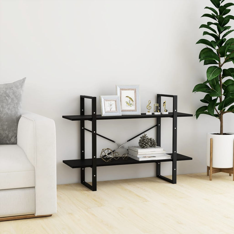 Boekenkast met 2 schappen 100x30x70 cm massief grenenhout zwart MeubelReus