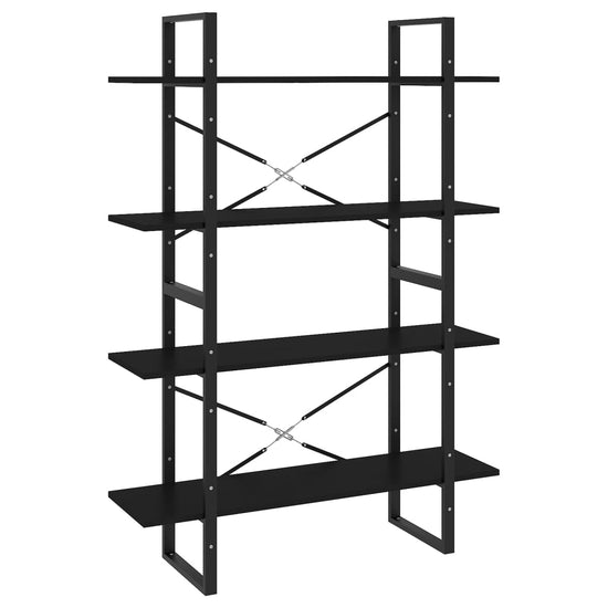 Boekenkast met 4 schappen 100x30x140 cm spaanplaat zwart MeubelReus