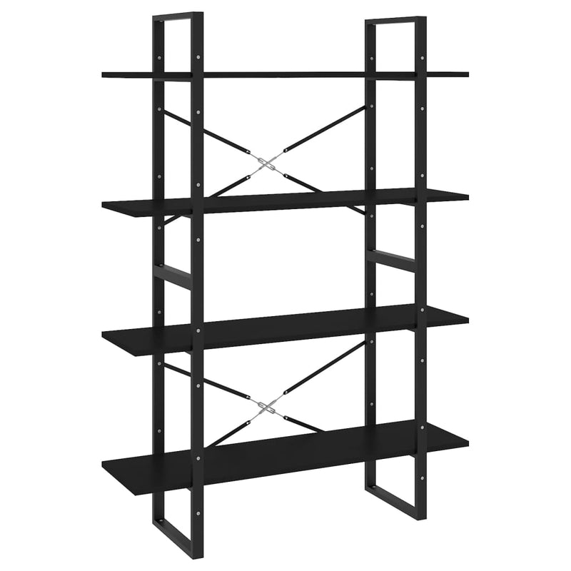 Boekenkast met 4 schappen 100x30x140 cm spaanplaat zwart MeubelReus