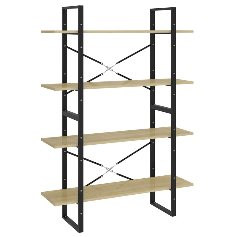 Boekenkast met 4 schappen 100x30x140 cm spaanplaat sonoma eiken MeubelReus