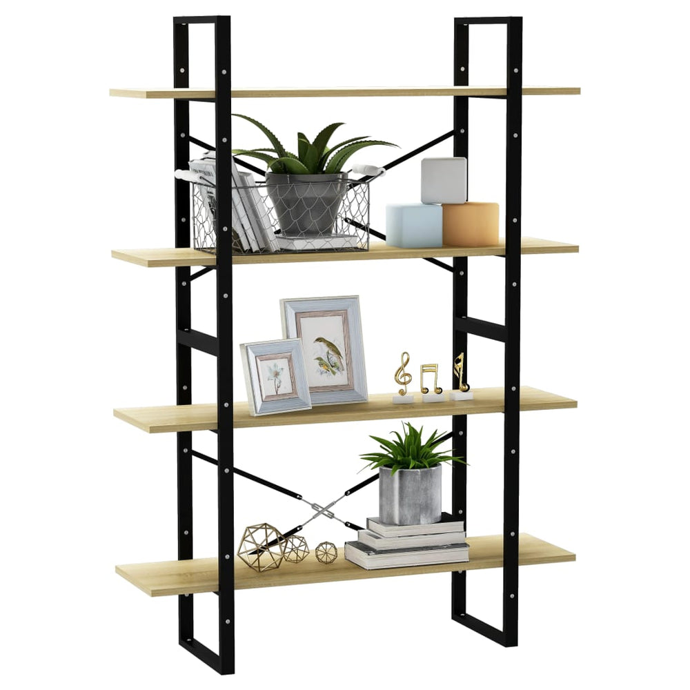 Boekenkast met 4 schappen 100x30x140 cm spaanplaat sonoma eiken MeubelReus