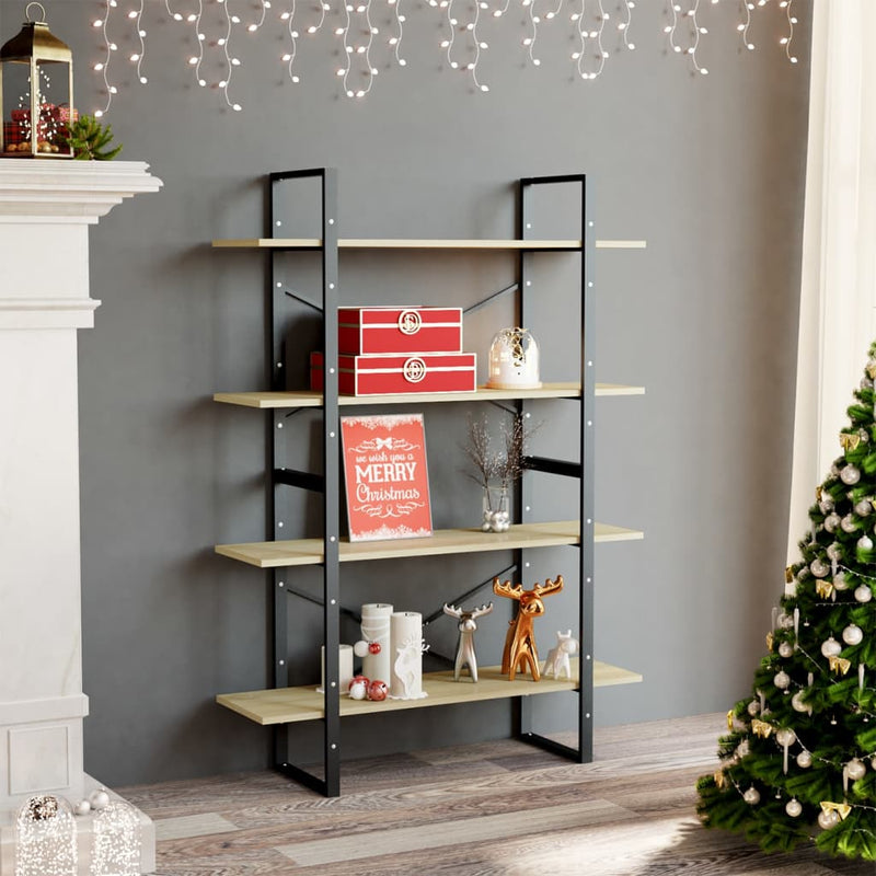 Boekenkast met 4 schappen 100x30x140 cm spaanplaat sonoma eiken MeubelReus