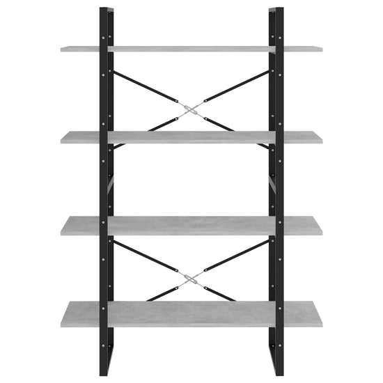Boekenkast met 4 schappen 100x30x140 cm spaanplaat betongrijs MeubelReus