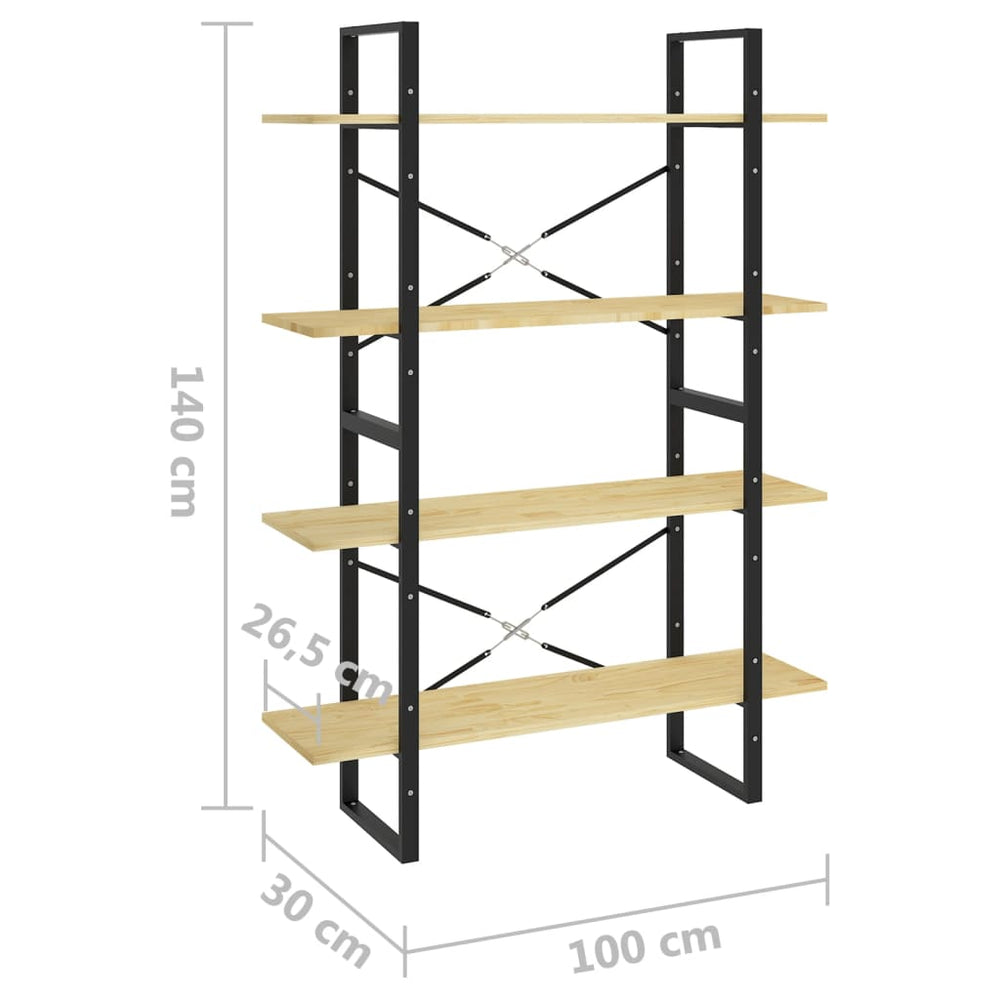 Boekenkast met 4 schappen 100x30x140 cm massief grenenhout MeubelReus