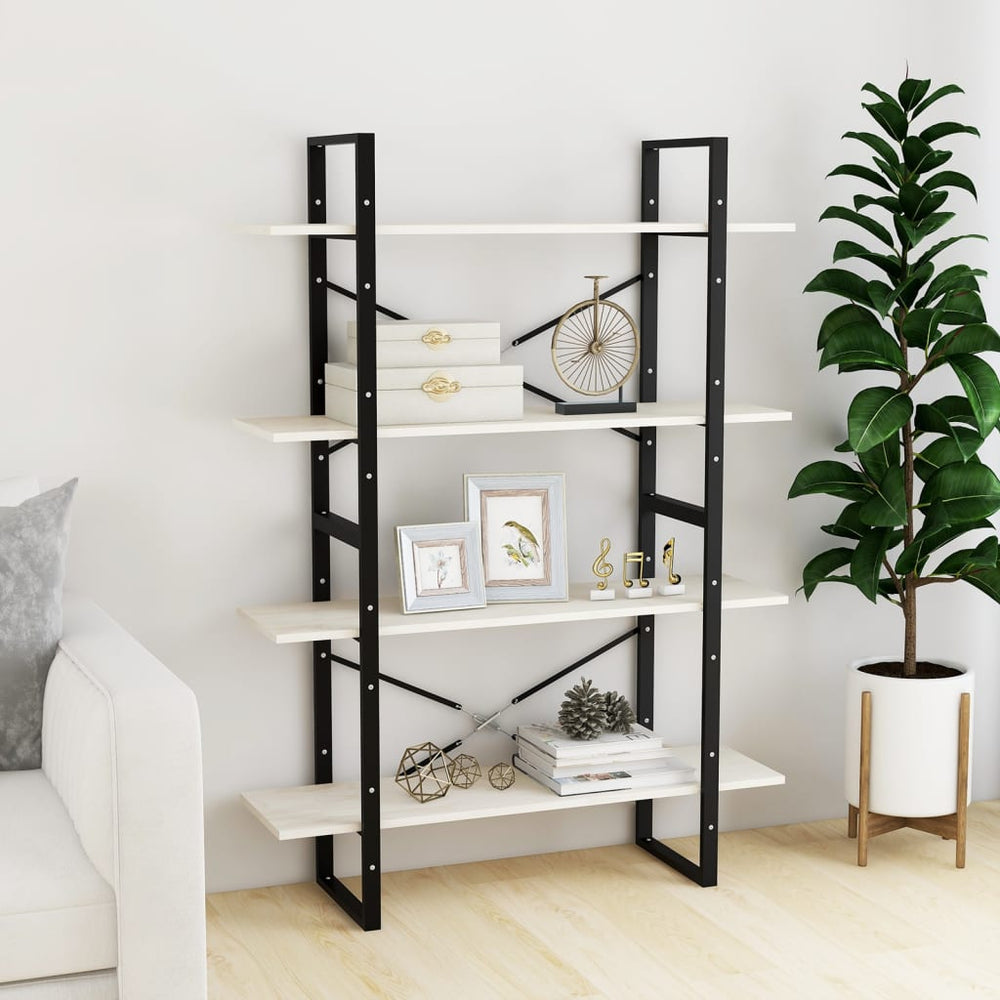 Boekenkast met 4 schappen 100x30x140 cm massief grenenhout wit MeubelReus