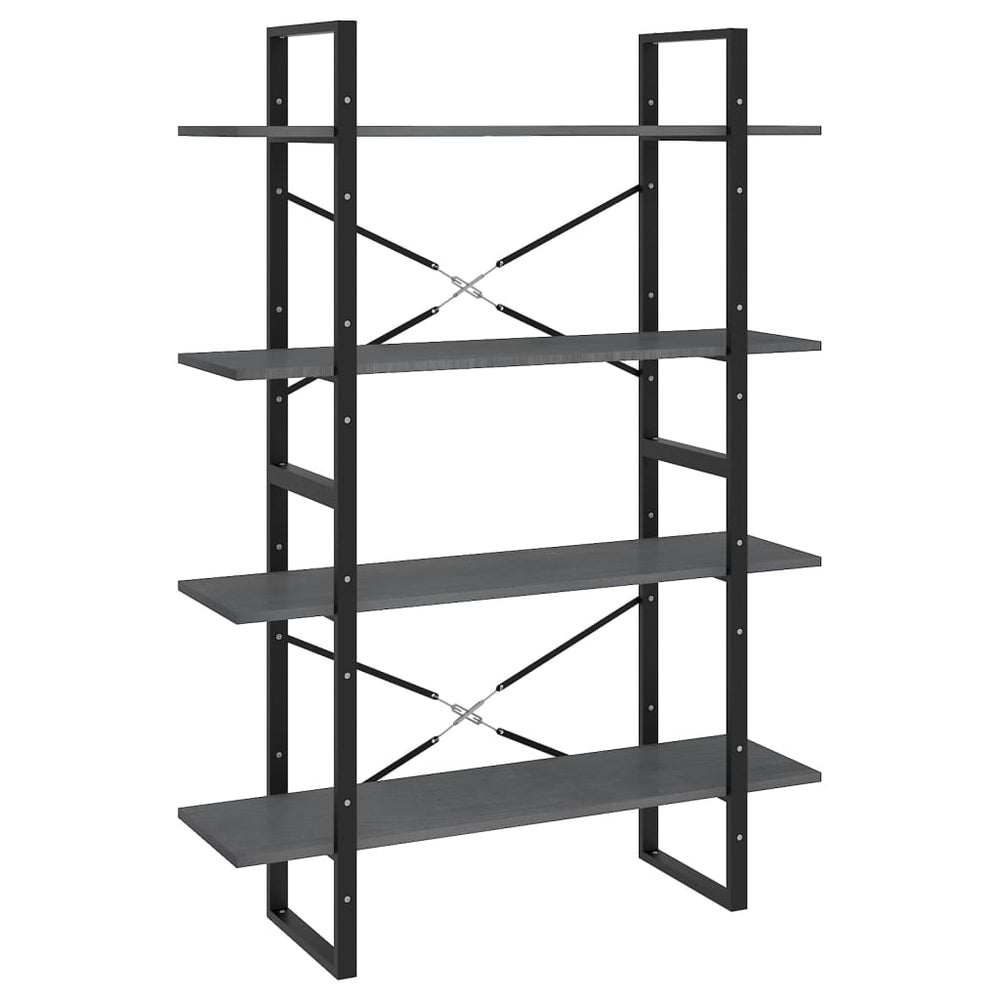 Boekenkast met 4 schappen 100x30x140 cm grenenhout grijs MeubelReus