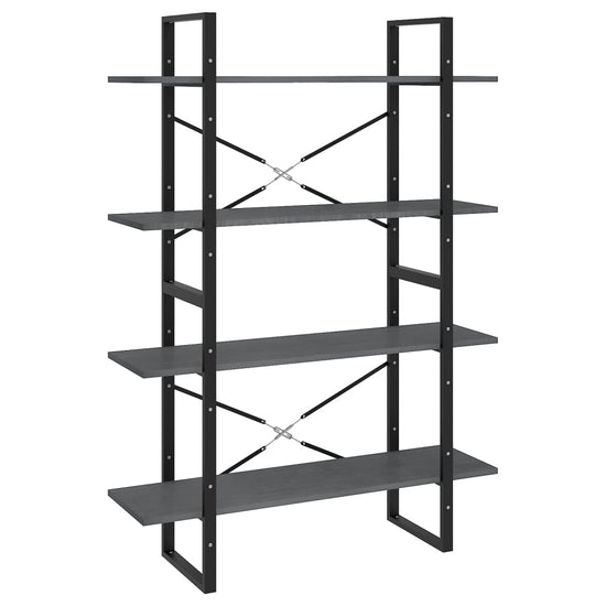 Boekenkast met 4 schappen 100x30x140 cm grenenhout grijs MeubelReus