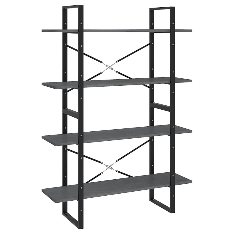 Boekenkast met 4 schappen 100x30x140 cm grenenhout grijs MeubelReus