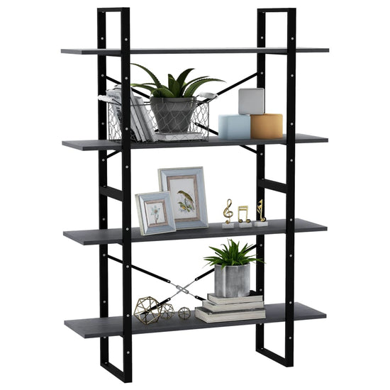 Boekenkast met 4 schappen 100x30x140 cm grenenhout grijs MeubelReus