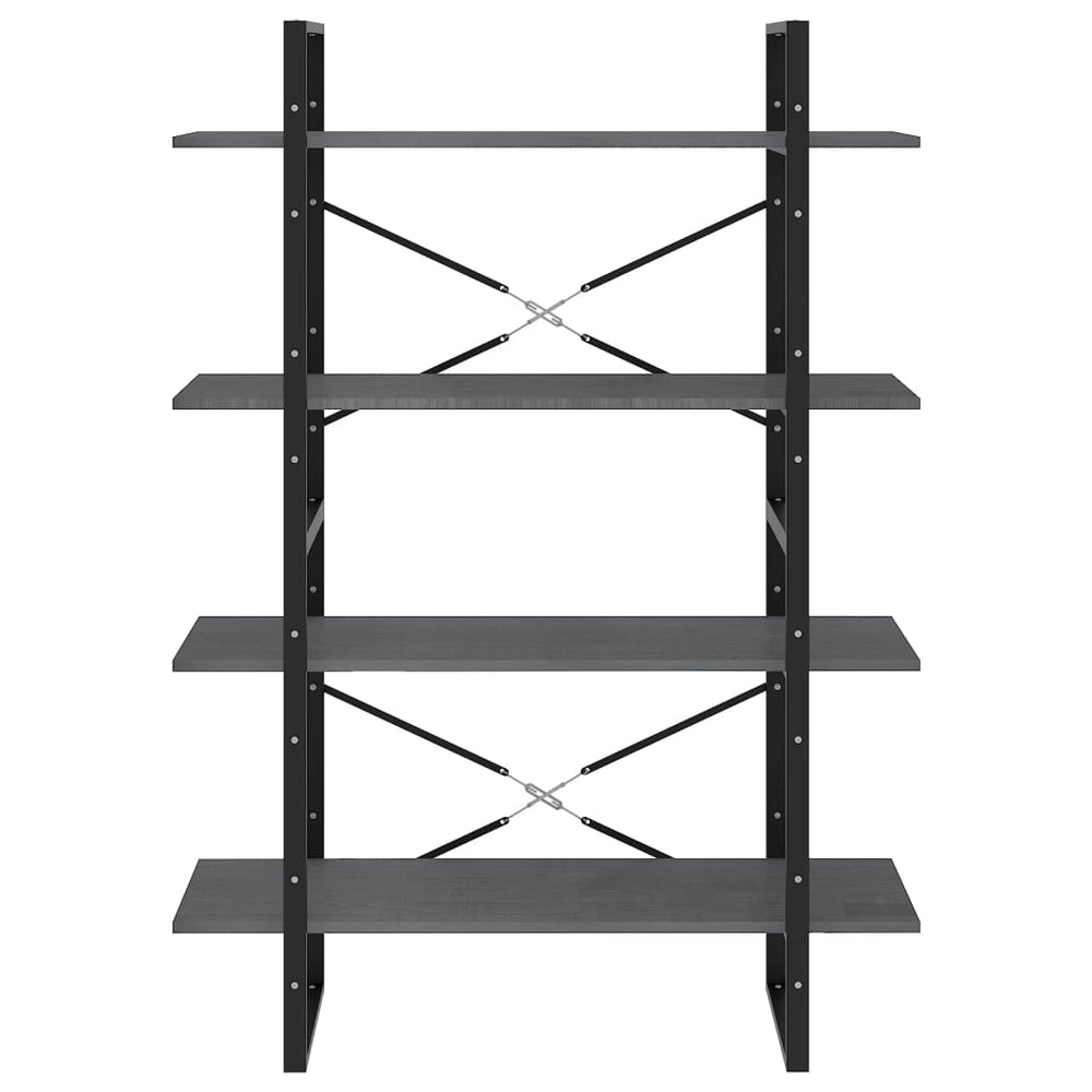 Boekenkast met 4 schappen 100x30x140 cm grenenhout grijs MeubelReus