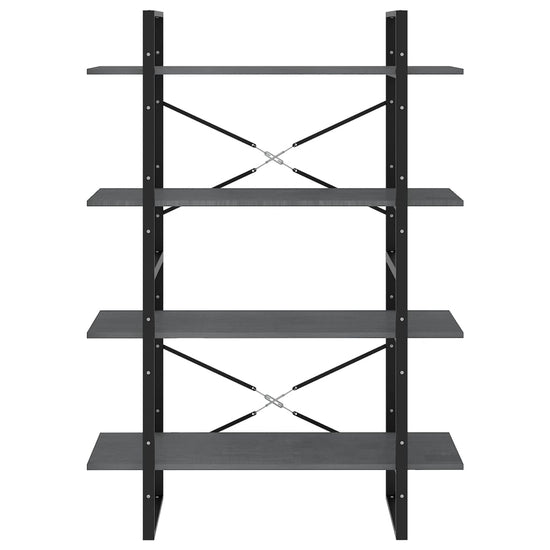 Boekenkast met 4 schappen 100x30x140 cm grenenhout grijs MeubelReus