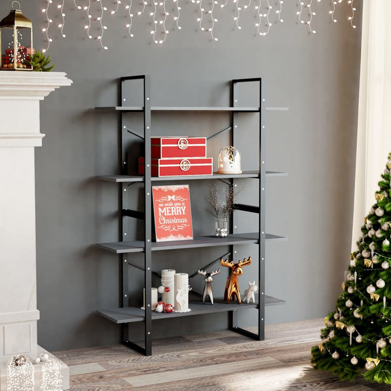 Boekenkast met 4 schappen 100x30x140 cm grenenhout grijs MeubelReus