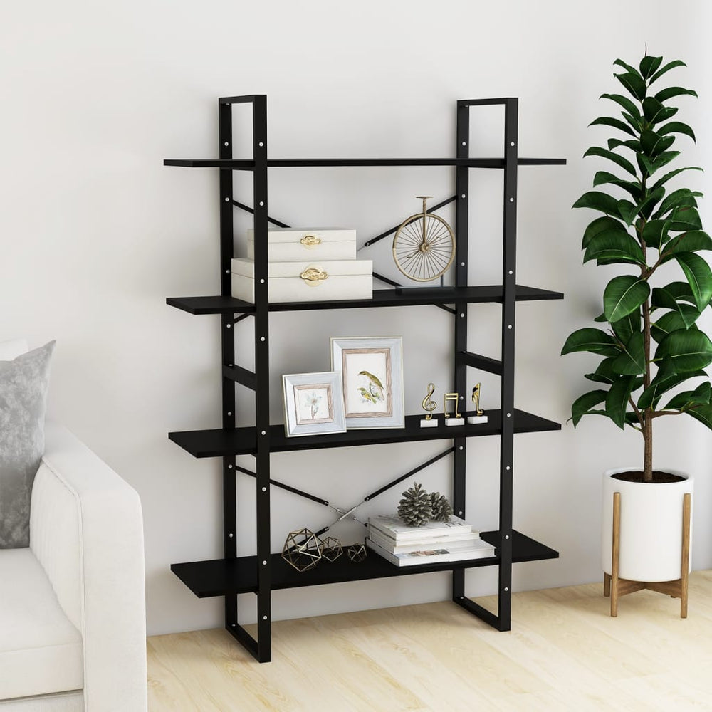 Boekenkast met 4 schappen 100x30x140 cm grenenhout zwart MeubelReus