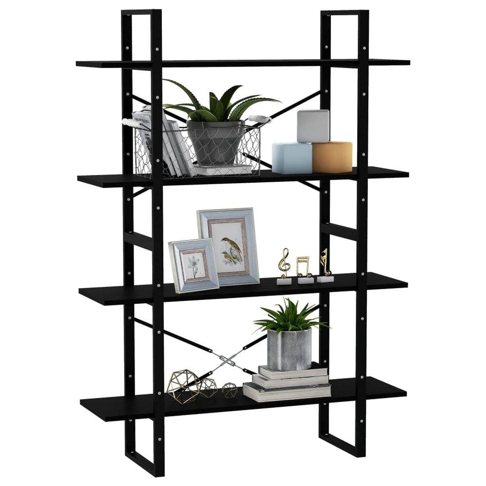 Boekenkast met 4 schappen 100x30x140 cm grenenhout zwart MeubelReus
