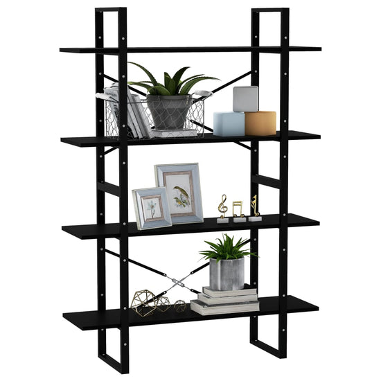 Boekenkast met 4 schappen 100x30x140 cm grenenhout zwart MeubelReus