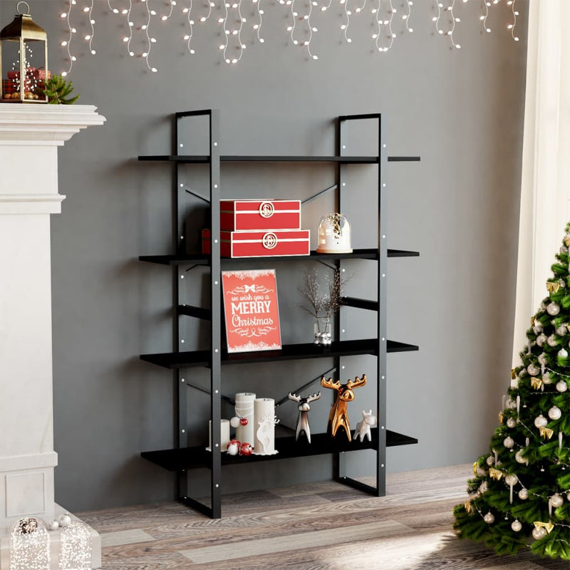 Boekenkast met 4 schappen 100x30x140 cm grenenhout zwart MeubelReus