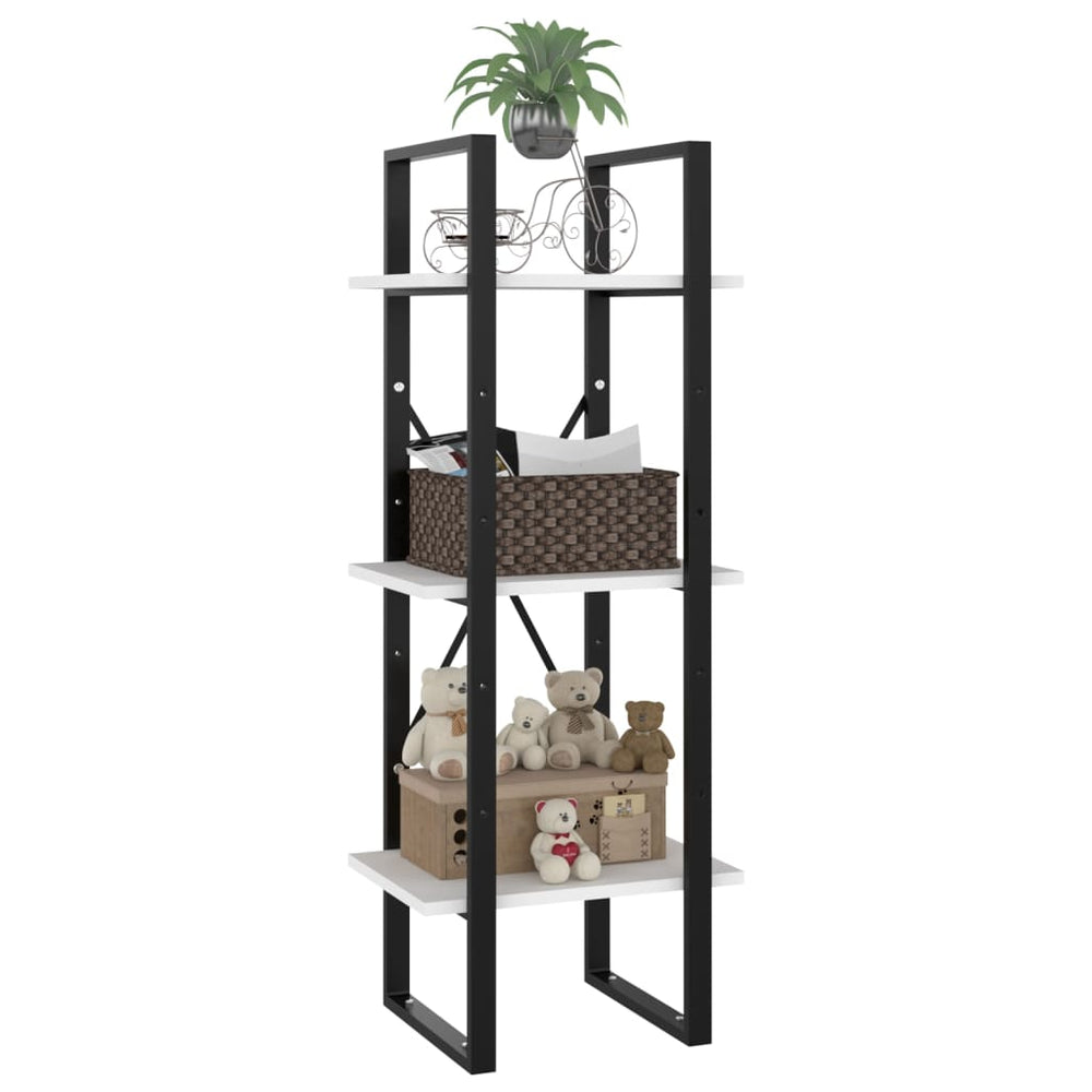 Boekenkast met 3 schappen 40x30x105 cm bewerkt hout wit MeubelReus