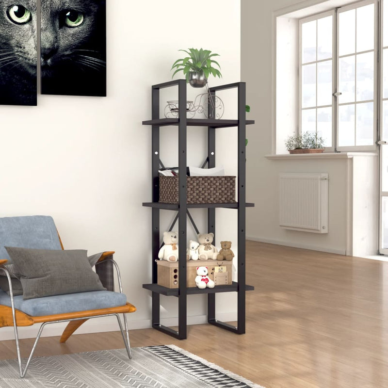 Boekenkast met 3 schappen 40x30x105 cm spaanplaat grijs MeubelReus