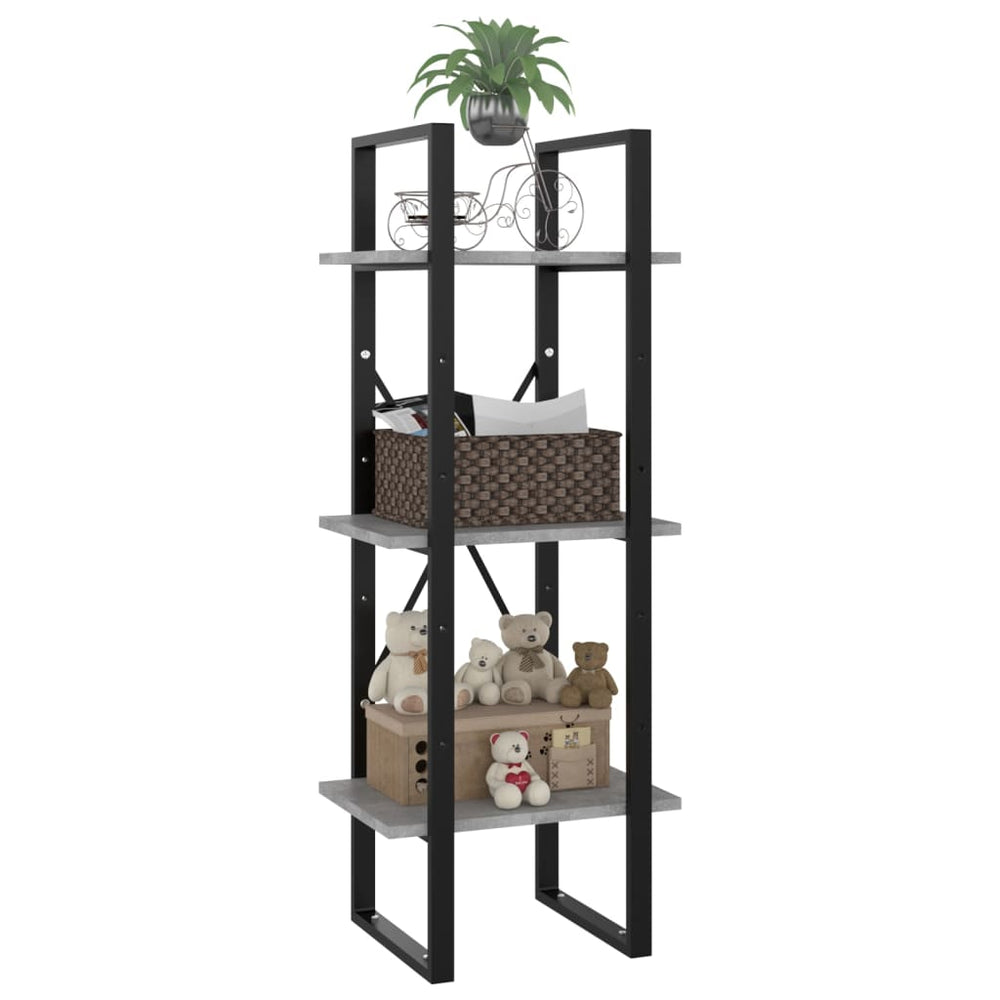 Boekenkast met 3 schappen 40x30x105 cm spaanplaat betongrijs MeubelReus