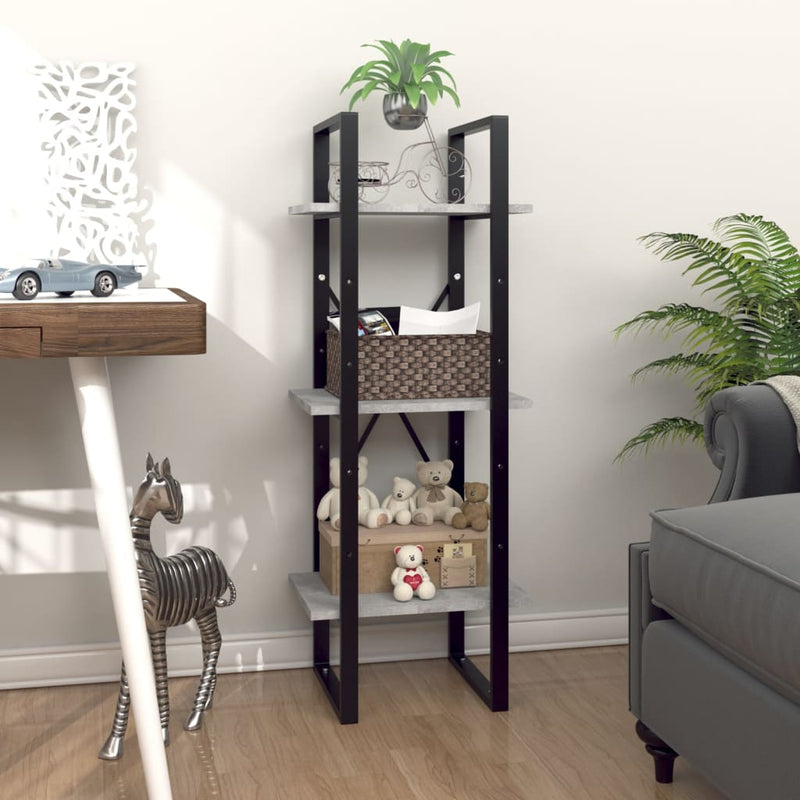 Boekenkast met 3 schappen 40x30x105 cm spaanplaat betongrijs MeubelReus