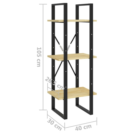 Boekenkast met 3 schappen 40x30x105 cm massief grenenhout MeubelReus