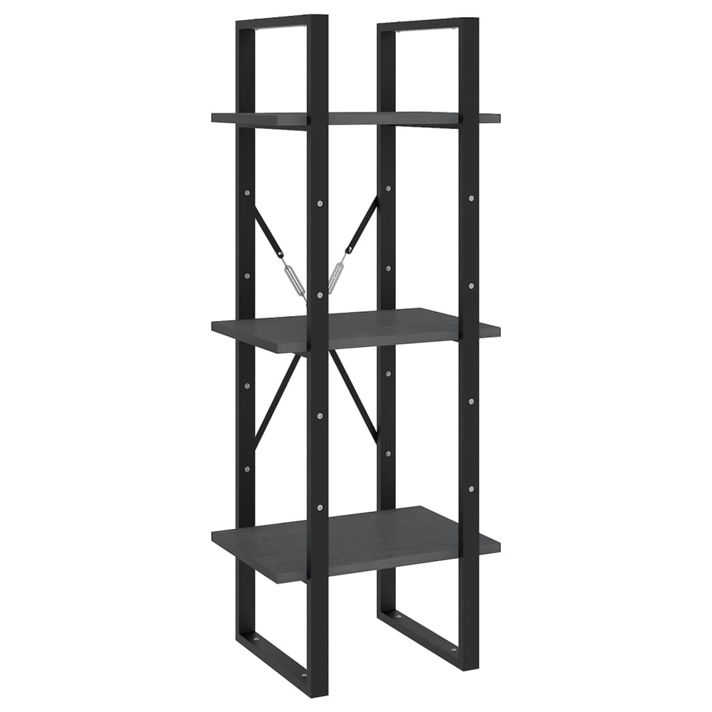 Boekenkast met 3 schappen 40x30x105 cm massief grenenhout grijs MeubelReus
