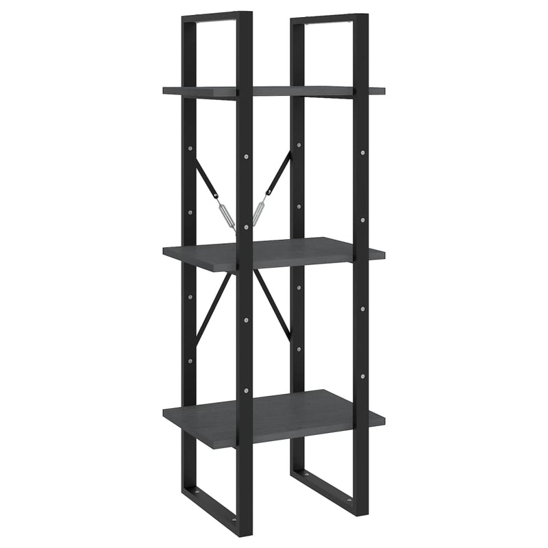 Boekenkast met 3 schappen 40x30x105 cm massief grenenhout grijs MeubelReus