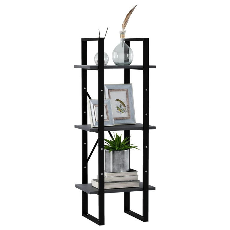 Boekenkast met 3 schappen 40x30x105 cm massief grenenhout grijs MeubelReus