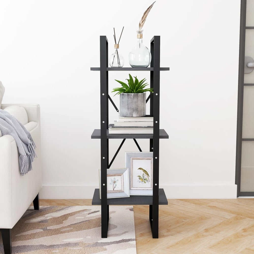 Boekenkast met 3 schappen 40x30x105 cm massief grenenhout grijs MeubelReus