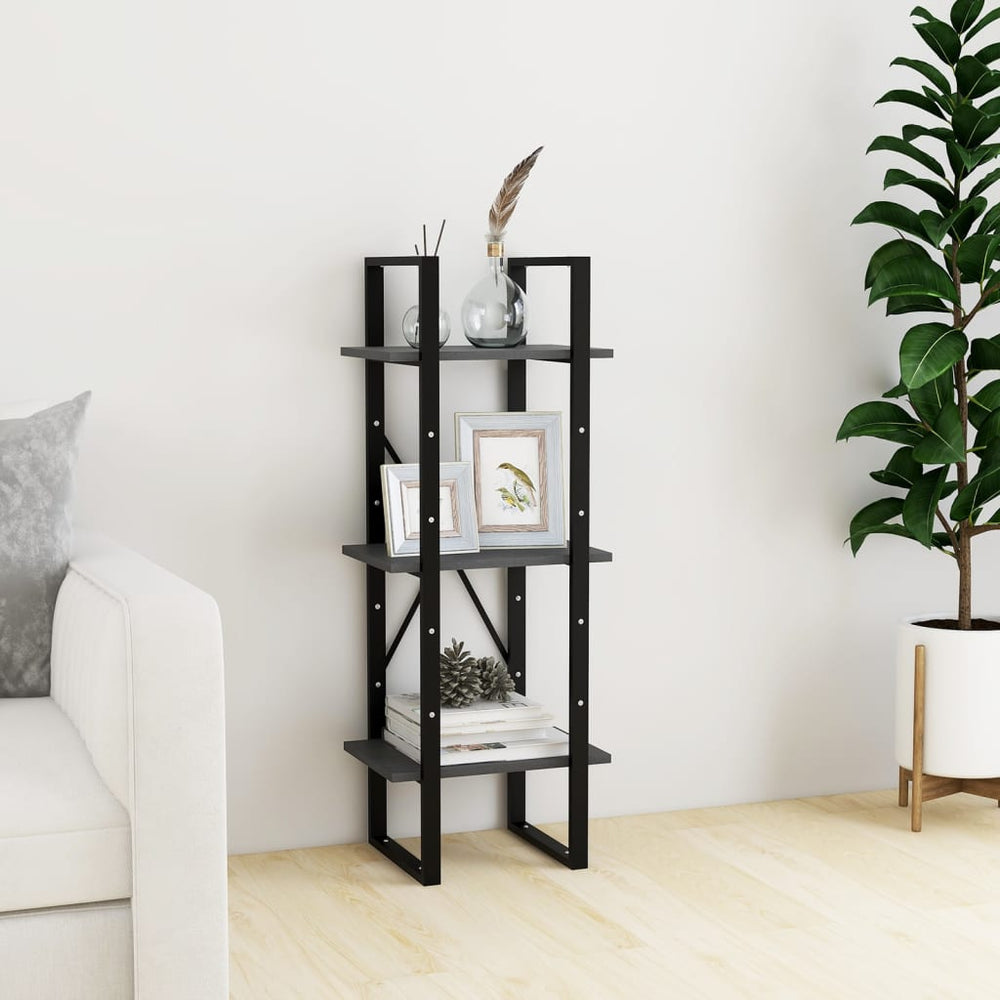 Boekenkast met 3 schappen 40x30x105 cm massief grenenhout grijs MeubelReus