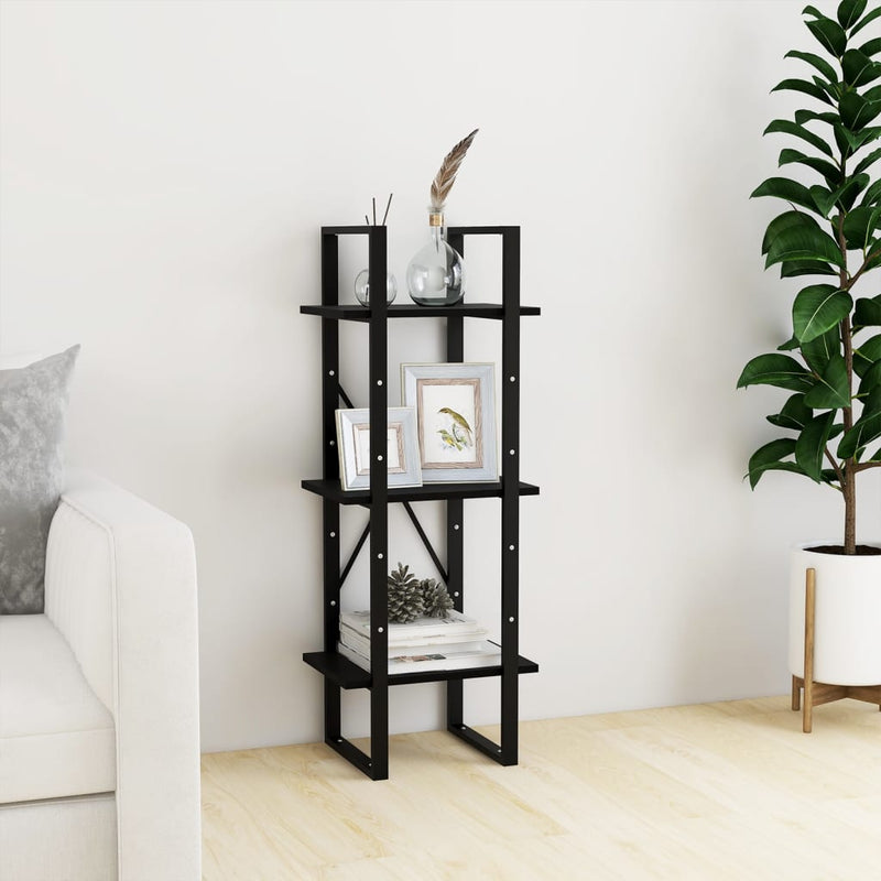 Boekenkast met 3 schappen 40x30x105 cm massief grenenhout zwart MeubelReus