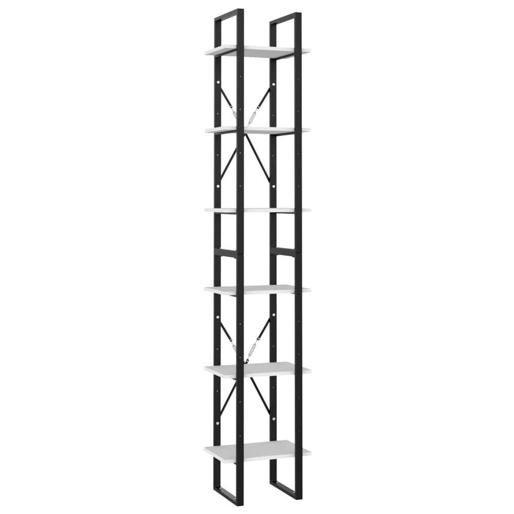 Boekenkast met 6 schappen 40x30x210 cm bewerkt hout wit MeubelReus