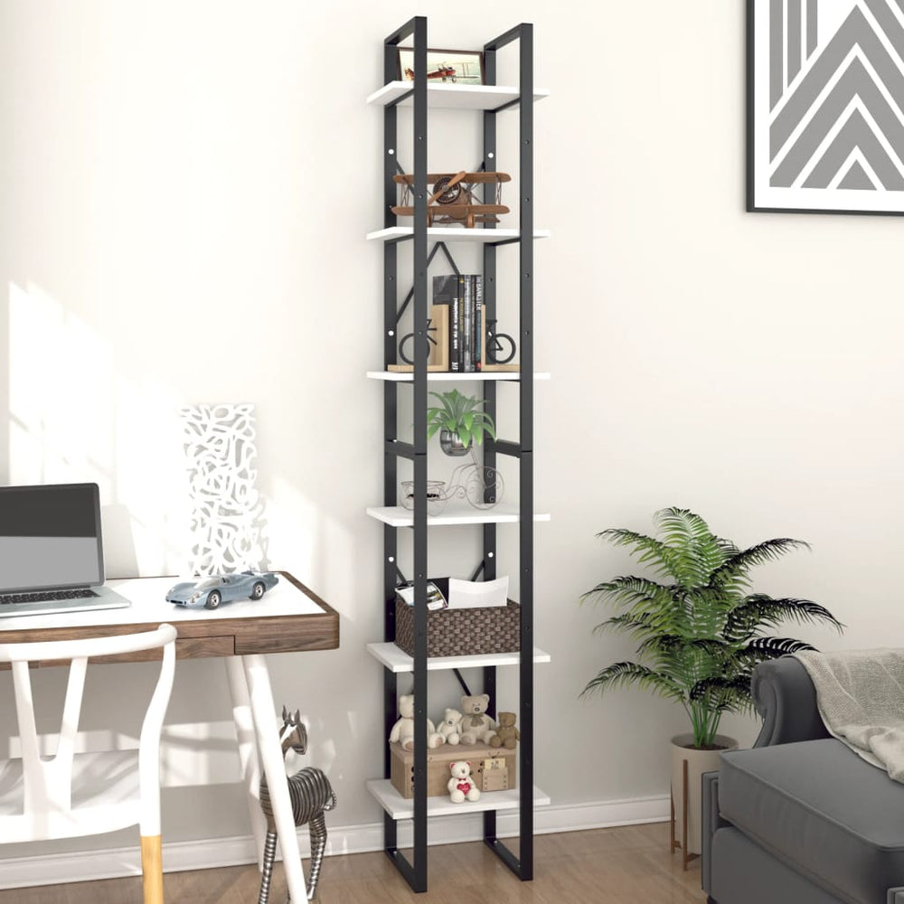 Boekenkast met 6 schappen 40x30x210 cm bewerkt hout wit MeubelReus