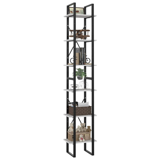 Boekenkast met 6 schappen 40x30x210 cm bewerkt hout wit MeubelReus